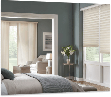 White blinds on bedroom windows